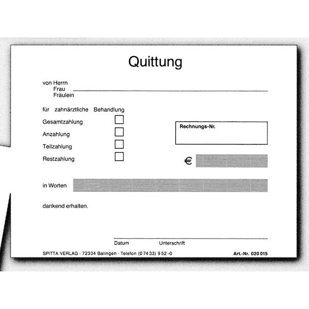 Quittung Din A6 020 015 100 Blatt Praxisformulare Verschiedenes Praxisbedarf Shop Promed Dental De